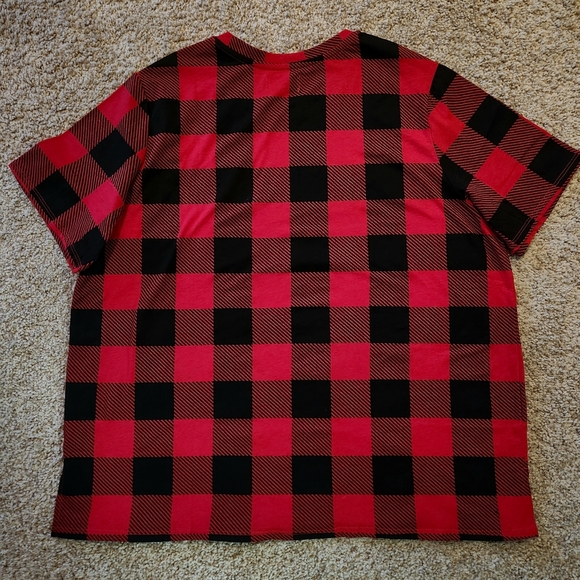 NWOT Mud Pie Womens Oversized Boxy Tee Size M Color black & red Buffalo plaid - Picture 5 of 9